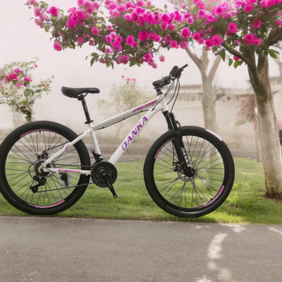 Danka Алуминиев велосипед с дискови спирачки и амортисьори 26'' Модел X1 цвят розов